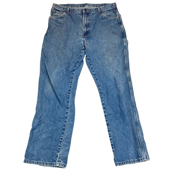 Dickies Mens Carpenter Jeans 36x30 Cargo Straight Workwear Blue Denim Relaxed - Picture 1 of 12